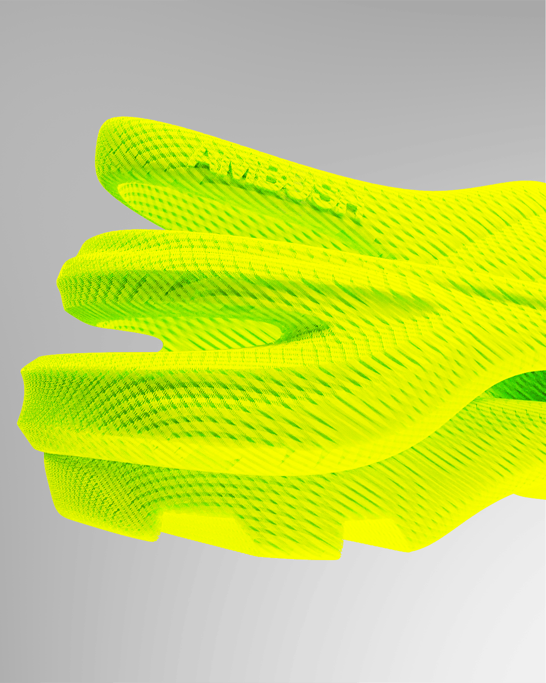 Ambush "100S" metaverse clog has stacked designs at the heel.