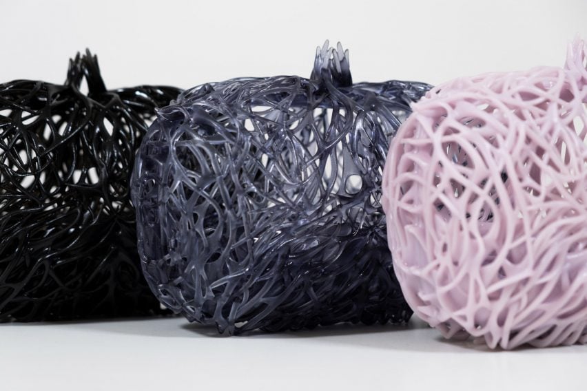 Slate, mauve and midnight blue Kelp Mini Clutch bags by Julia Koerner for JK3D