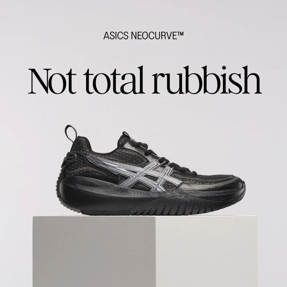 The ASICS NEOCURVE sneakers tout new sustainability technology. / ASICS