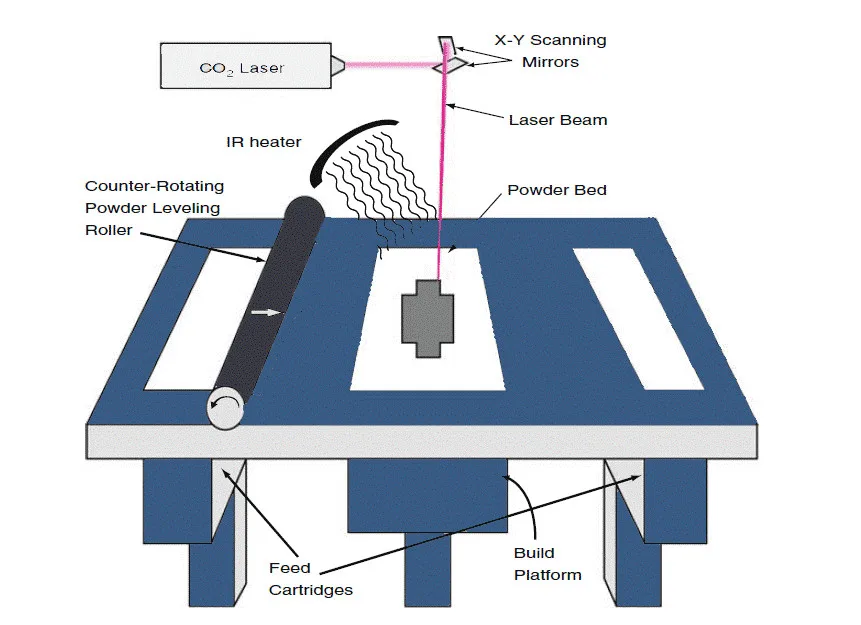 Schematic diagram showing the process of SLS