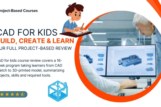 CAD for kids course review covers a 16-week program taking learners from CAD sketch to 3D-printed model, summarizing projects, skills and required tools.