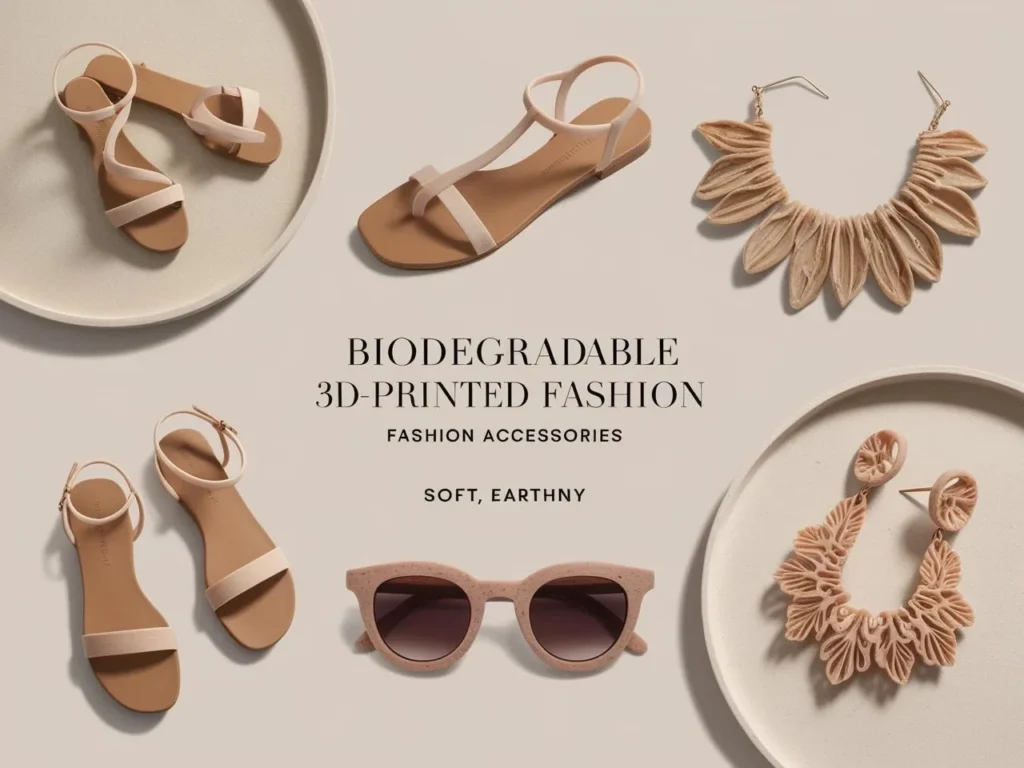 Examples of fashion accessories and footwear made from biodegradable 3D printing resins