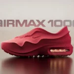 Side profile of the red 3-D-printed Nike Air Max 1000 prototype