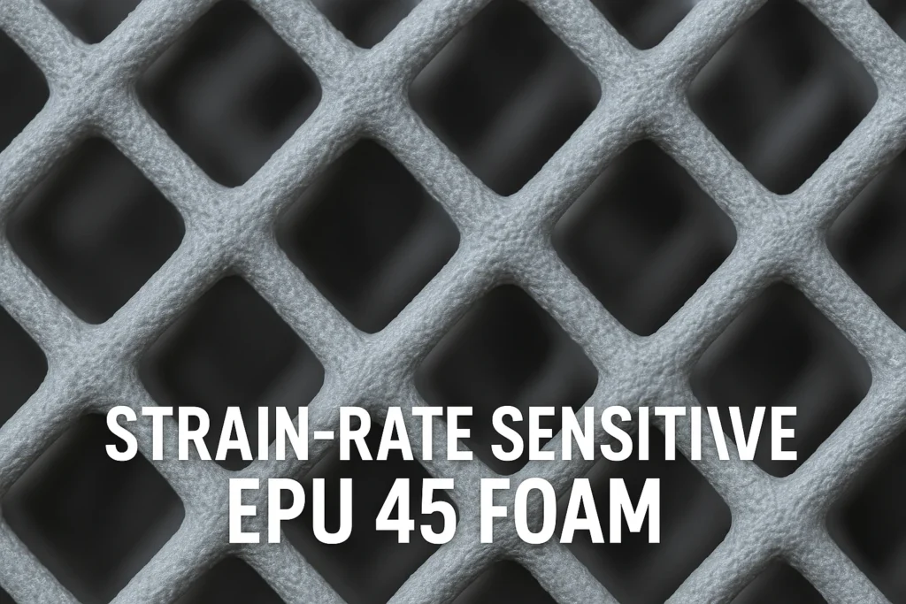 Macro shot of a 3D-printed lattice midsole made from EPU 45 material, showcasing its detailed geometric structure and cushioning design.
