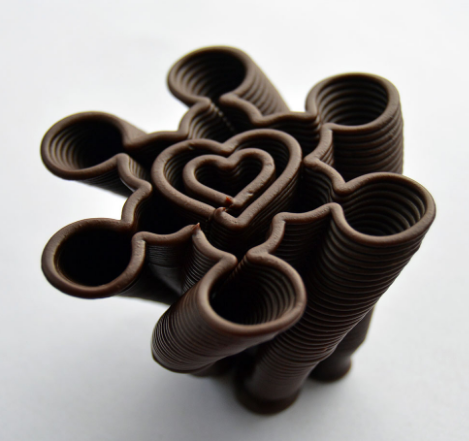 Intricate 3D‑printed chocolate heart sculpture