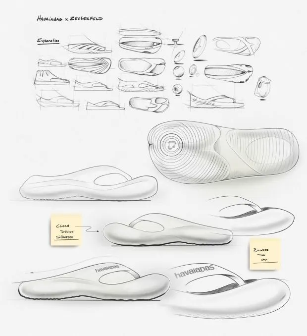 A sketch of the Havaianas 3D printed flip-flops