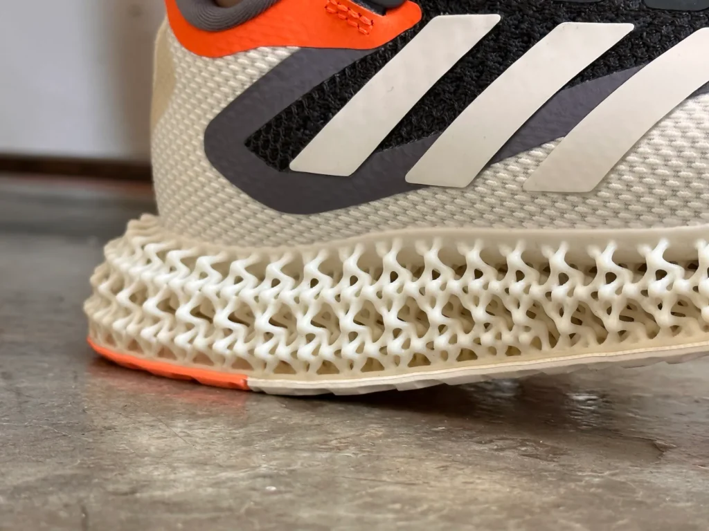 Close-up of Adidas 4D lattice midsole structure