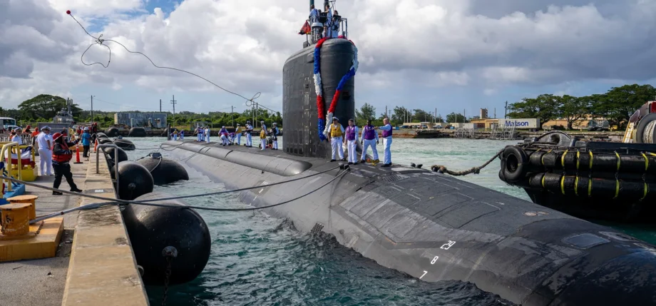 U.S. Navy submarine docked at Naval Base Guam.