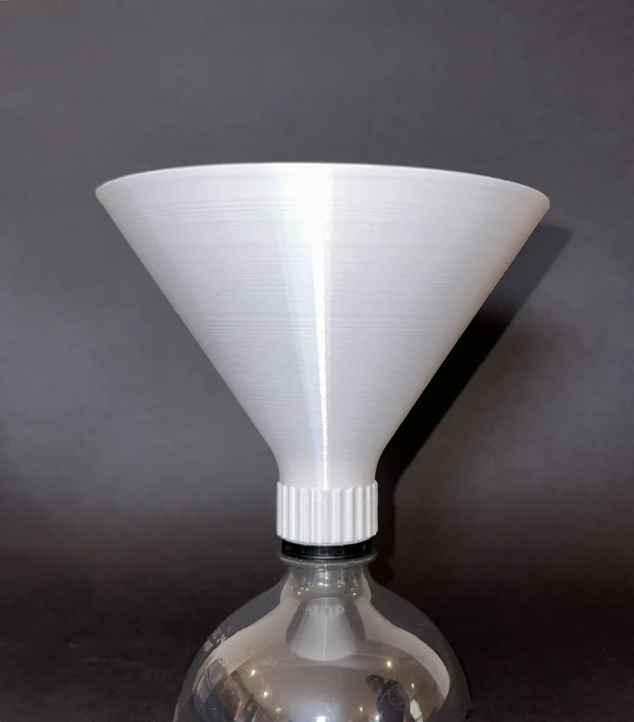 3D-printed PETG kitchen funnel designed for durability and resistance to cooking oils and mild cleaners.