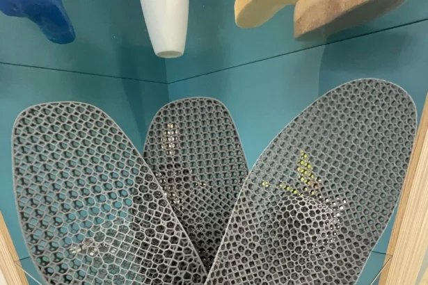 TPU lattice insole designed and 3D printed by LutraCAD using MJF TPU01, offering flexibility and chemical resistance.