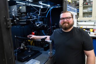 David Deisenroth, a mechanical engineer at NIST, researches ways to improve metal 3D printing. Credit: M. King/NIST