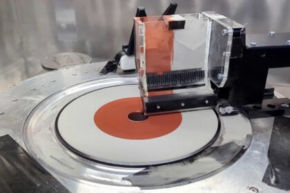 The new 3D printer allows two different materials to be simultaneously fused by a laser on the rotating platform. (Image credit: Michael Tucker / ETH Zurich)