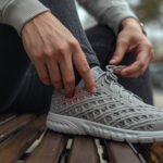 person experiencing heel irritation after wearing 3D printed lattice shoes