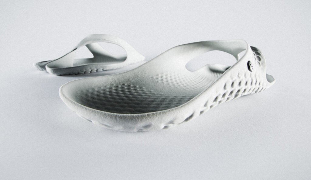 Vivobarefoot Tabi Gen 02 custom fit 3D printed sandal. Image courtesy of Vivobarefoot.