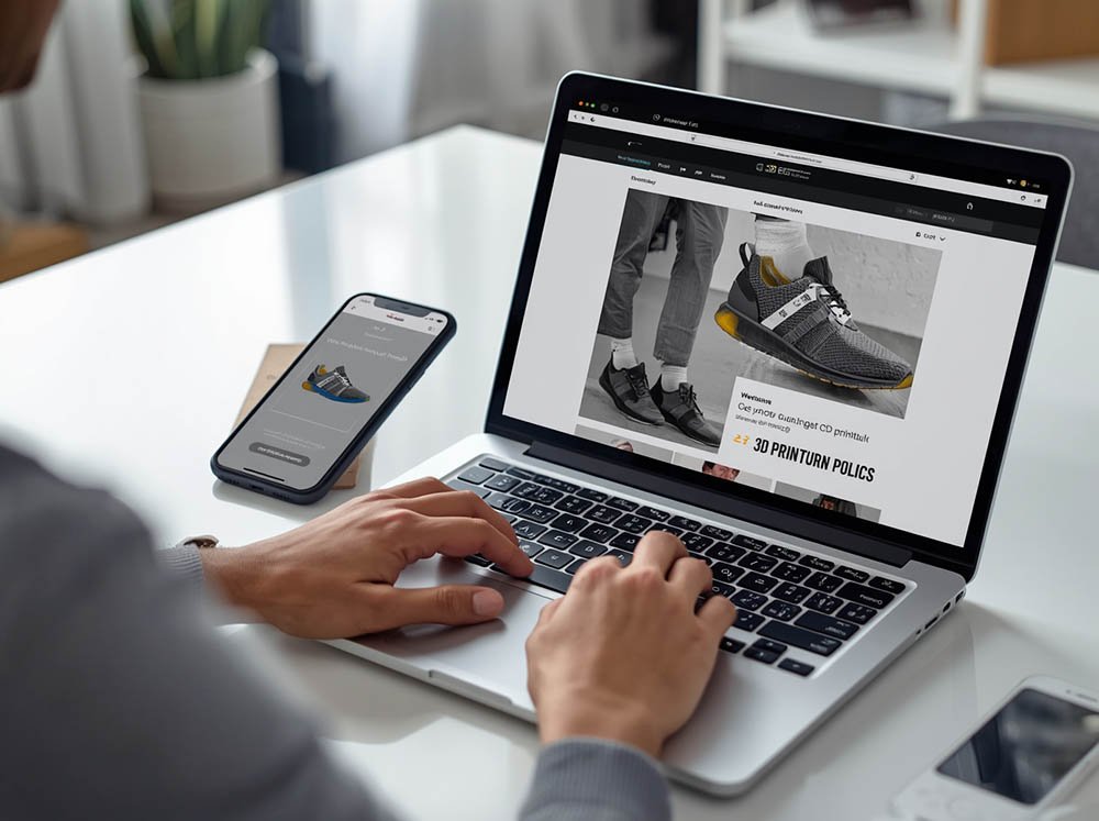 Buyer reviewing a no-refund return policy before ordering custom 3D printed shoes online